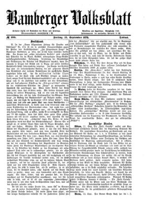 Bamberger Volksblatt Freitag 13. September 1878