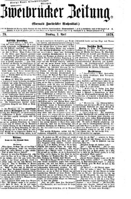 Zweibrücker Zeitung (Zweibrücker Wochenblatt) Dienstag 2. April 1878