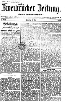 Zweibrücker Zeitung (Zweibrücker Wochenblatt) Samstag 4. Mai 1878