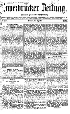 Zweibrücker Zeitung (Zweibrücker Wochenblatt) Mittwoch 11. Dezember 1878