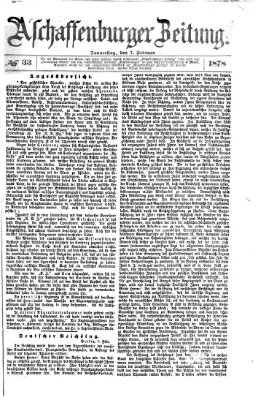 Aschaffenburger Zeitung Donnerstag 7. Februar 1878