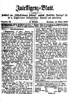 Aschaffenburger Zeitung Samstag 16. März 1878