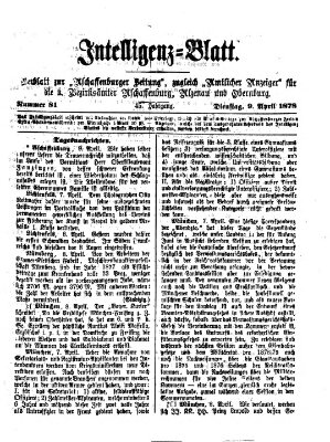 Aschaffenburger Zeitung Dienstag 9. April 1878