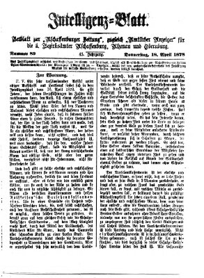 Aschaffenburger Zeitung Donnerstag 18. April 1878
