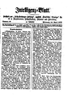Aschaffenburger Zeitung Mittwoch 24. April 1878