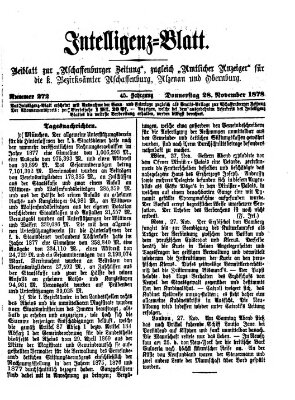 Aschaffenburger Zeitung Donnerstag 28. November 1878