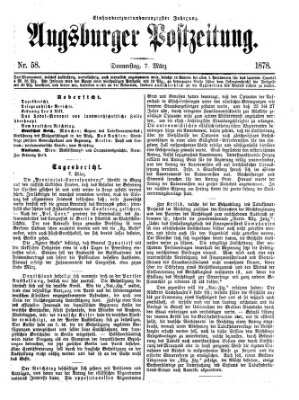 Augsburger Postzeitung Donnerstag 7. März 1878