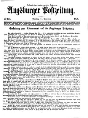 Augsburger Postzeitung Samstag 14. Dezember 1878