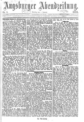 Augsburger Abendzeitung Dienstag 1. Januar 1878