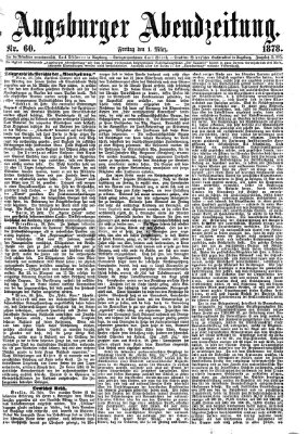 Augsburger Abendzeitung Freitag 1. März 1878