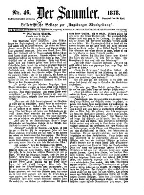 Der Sammler (Augsburger Abendzeitung) Samstag 20. April 1878