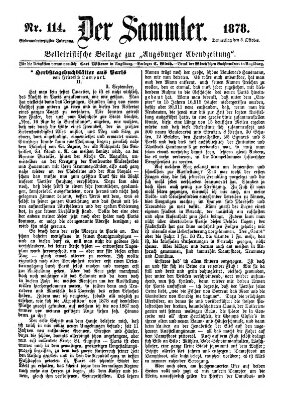 Der Sammler (Augsburger Abendzeitung) Donnerstag 3. Oktober 1878