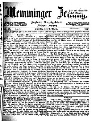 Memminger Zeitung Samstag 2. März 1878