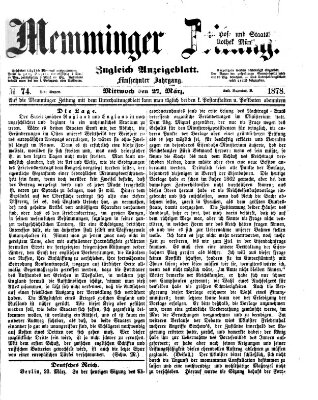 Memminger Zeitung Mittwoch 27. März 1878