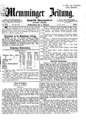 Memminger Zeitung Donnerstag 1. August 1878