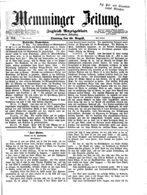 Memminger Zeitung Dienstag 20. August 1878
