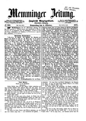 Memminger Zeitung Donnerstag 3. Oktober 1878