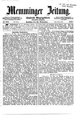Memminger Zeitung Samstag 30. November 1878