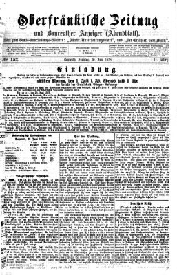 Oberfränkische Zeitung und Bayreuther Anzeiger (Bayreuther Anzeiger) Sonntag 30. Juni 1878