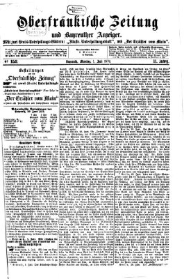 Oberfränkische Zeitung und Bayreuther Anzeiger (Bayreuther Anzeiger) Montag 1. Juli 1878