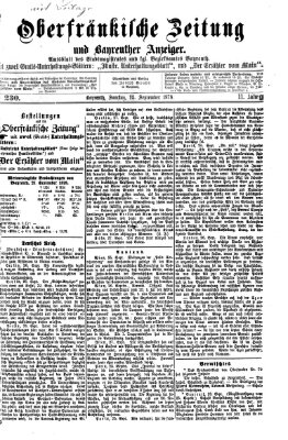 Oberfränkische Zeitung und Bayreuther Anzeiger (Bayreuther Anzeiger) Samstag 28. September 1878