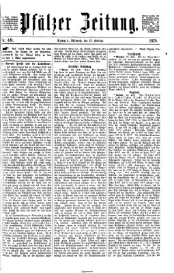 Pfälzer Zeitung Mittwoch 27. Februar 1878