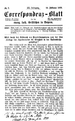 Korrespondenzblatt für die evangelisch-lutherischen Geistlichen in Bayern Donnerstag 14. Februar 1878
