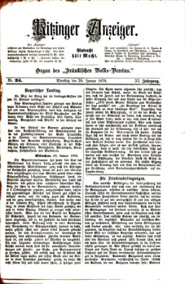 Kitzinger Anzeiger Dienstag 29. Januar 1878