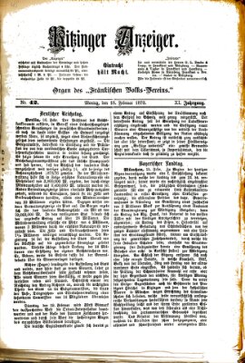 Kitzinger Anzeiger Montag 18. Februar 1878