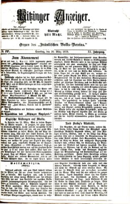 Kitzinger Anzeiger Samstag 30. März 1878