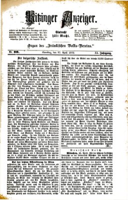 Kitzinger Anzeiger Samstag 27. April 1878