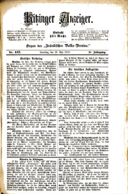 Kitzinger Anzeiger Samstag 18. Mai 1878