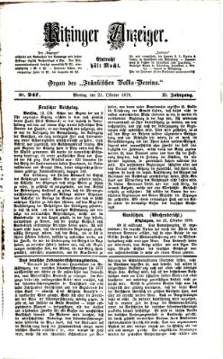 Kitzinger Anzeiger Montag 21. Oktober 1878