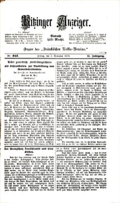 Kitzinger Anzeiger Freitag 1. November 1878
