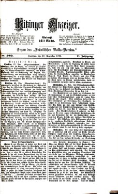 Kitzinger Anzeiger Samstag 30. November 1878