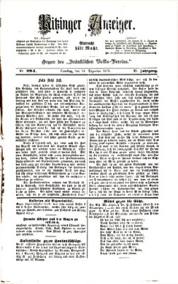 Kitzinger Anzeiger Samstag 14. Dezember 1878