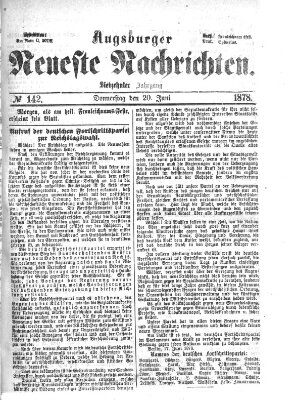 Augsburger neueste Nachrichten Donnerstag 20. Juni 1878