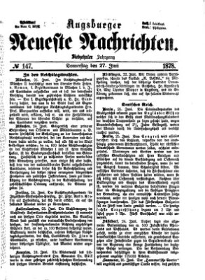 Augsburger neueste Nachrichten Donnerstag 27. Juni 1878