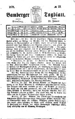 Bamberger Tagblatt Dienstag 22. Januar 1878