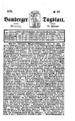 Bamberger Tagblatt Montag 18. Februar 1878