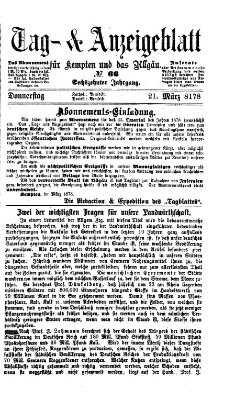 Tag- und Anzeigeblatt für Kempten und das Allgäu Donnerstag 21. März 1878