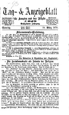 Tag- und Anzeigeblatt für Kempten und das Allgäu Sonntag 24. März 1878
