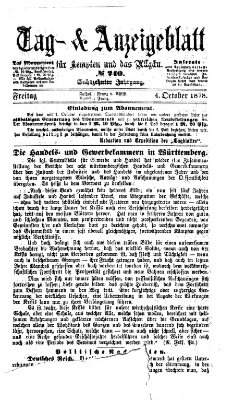 Tag- und Anzeigeblatt für Kempten und das Allgäu Freitag 4. Oktober 1878