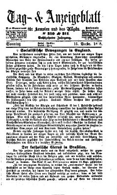 Tag- und Anzeigeblatt für Kempten und das Allgäu Sonntag 15. Dezember 1878
