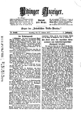 Kitzinger Anzeiger Samstag 13. Oktober 1877