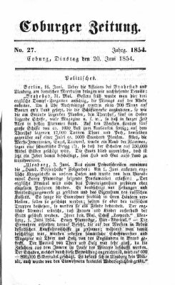 Coburger Zeitung Dienstag 20. Juni 1854