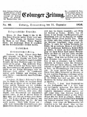 Coburger Zeitung Donnerstag 21. September 1854