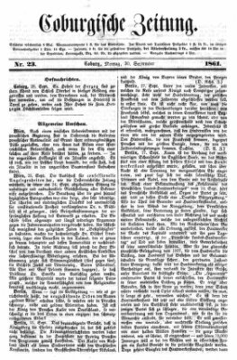 Coburger Zeitung Montag 30. September 1861