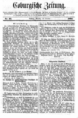 Coburger Zeitung Montag 14. Oktober 1861