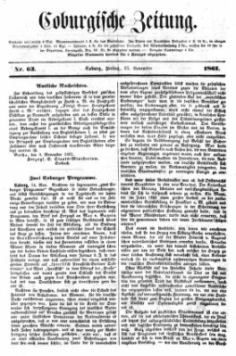 Coburger Zeitung Freitag 15. November 1861